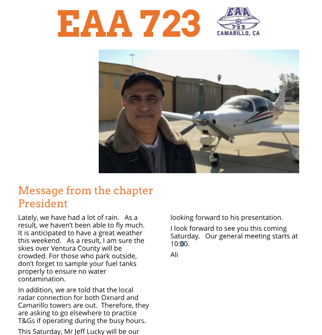 EAA 723  Newsletter March 2024